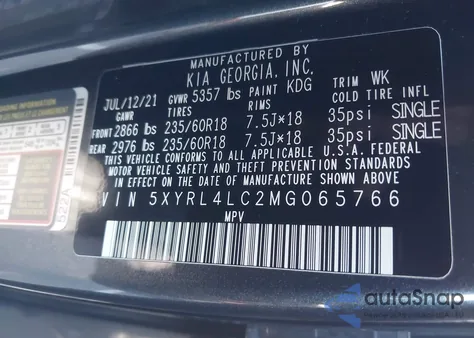 2021 Kia Sorento S from USA, damaged, VIN 5XYRL4LC2MG065766